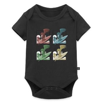 Funky Retro Pop Art Surfer Crow Raven on Wave - Baby Premium short-sleeve bodysuit - black - Front