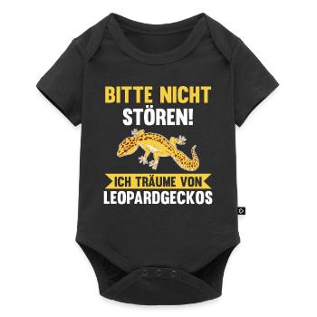 Eidechse Terrarium Reptilien Leopardgecko - Baby Premium Kurzarmbody - Schwarz - Vorne
