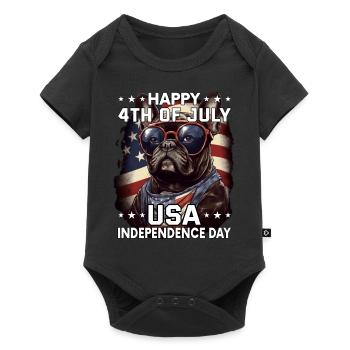 Bulldog 4 July Independence Day USA Flag - Baby Premium short-sleeve bodysuit - black - Front