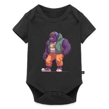 Streetart Gorilla Urban Rap Street Affe - Baby Premium Kurzarmbody - Schwarz - Vorne