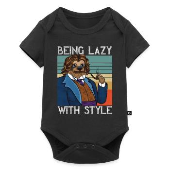 Paresseux disant être paresseux avec le style Design rétro - Body à manches courtes Premium Bébé - noir - Devant