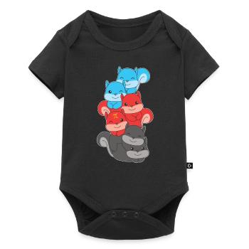 Polyamory Flag Gay Pride LGBTQ Eichhörnchen Turm - Baby Premium Kurzarmbody - Schwarz - Vorne