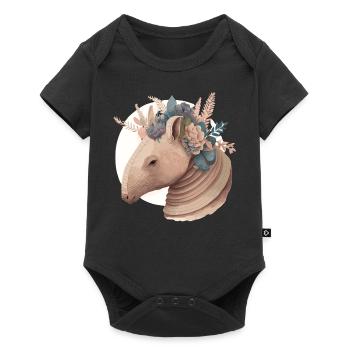 Fleur de tatou mignon Couronne Aquarelle Animal Love - Body à manches courtes Premium Bébé - noir - Devant