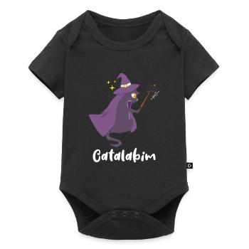 Chat Magicien Chat Chat Sorcier avec Baguette magique - Body à manches courtes Premium Bébé - noir - Devant