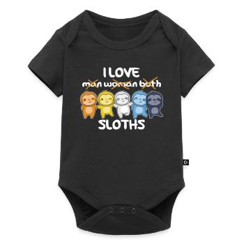 Aroace Flag Pride LGBTQ cute sloth - Baby Premium short-sleeve bodysuit - black - Front