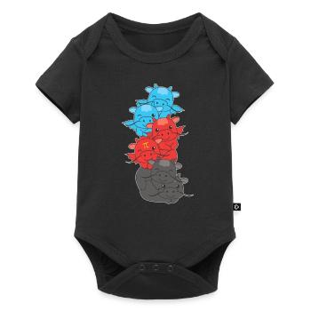 Polyamory Flag Gay Pride LGBTQ Drachen Turm - Baby Premium Kurzarmbody - Schwarz - Vorne