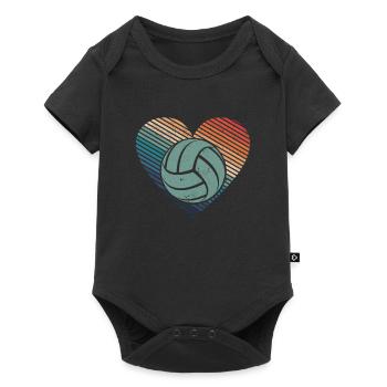 Beach Volleyball Silhouette Vintage Heart Retro - Baby Premium short-sleeve bodysuit - black - Front