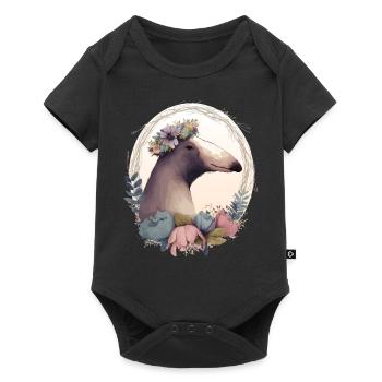 Mignon Fourmilier Fleur Couronne Animal Lovers - Body à manches courtes Premium Bébé - noir - Devant
