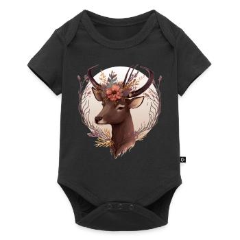 Aquarelle mignonne Antilope Couronne Couronne Safari Anima - Body à manches courtes Premium Bébé - noir - Devant