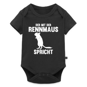 Maus Mäuse Rennmaus - Baby Premium Kurzarmbody - Schwarz - Vorne
