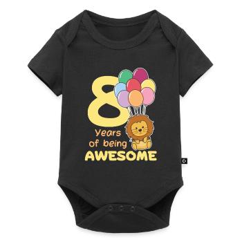 Lion pour les enfants de 8 ans de huit ans - Body à manches courtes Premium Bébé - noir - Devant
