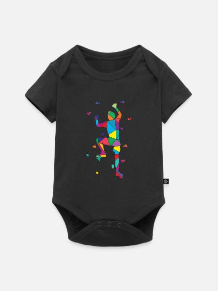 Low Poly Bergsteiger Polygon Wandklettern - Baby Premium Kurzarmbody - Schwarz