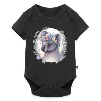Cute Koala Bear Flower Crown Floral Koala Lover - Baby Premium short-sleeve bodysuit - black - Front