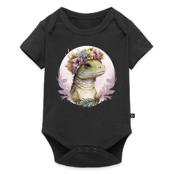 Cute Lizard Flower Crown Lizard Lover - Baby Premium short-sleeve bodysuit - black - Front