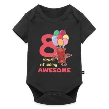 Drache zum 8. Geburtstag Kinder acht Jahre alt - Baby Premium Kurzarmbody - Schwarz - Vorne