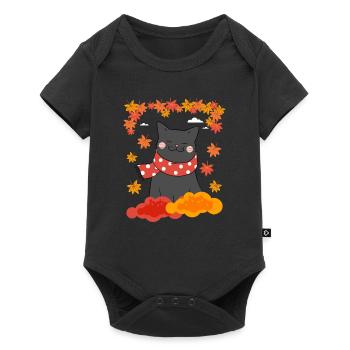 Chat noir C’est l’automne Y’all Feuilles d’automne de citrouille - Body à manches courtes Premium Bébé - noir - Devant