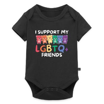 Rainbow Flag Gay Pride LGBTQ Bear - Baby Premium short-sleeve bodysuit - black - Front
