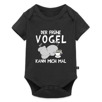 Der Frühe Vogel kann mich mal Elefant Kaffee - Baby Premium Kurzarmbody - Schwarz - Vorne