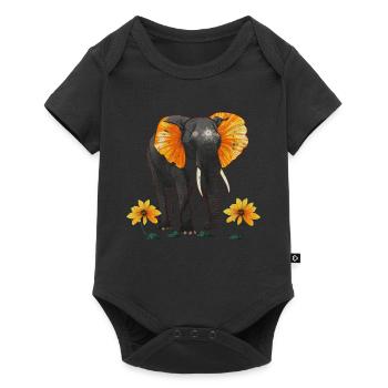 Elephant Animal Gift Africa Art Fleurs - Body à manches courtes Premium Bébé - noir - Devant