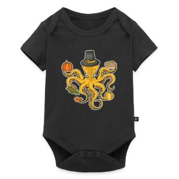 Pilgrim Octopus Pumpkin Funny Thanksgiving Fall - Baby Premium short-sleeve bodysuit - black - Front