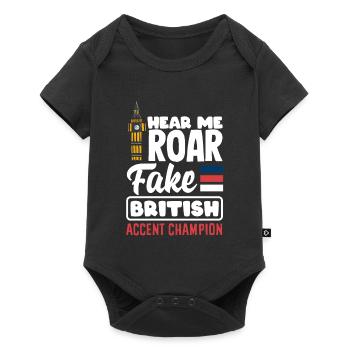 Hear Me Roar Fake British Accent Champion - Body à manches courtes Premium Bébé - noir - Devant