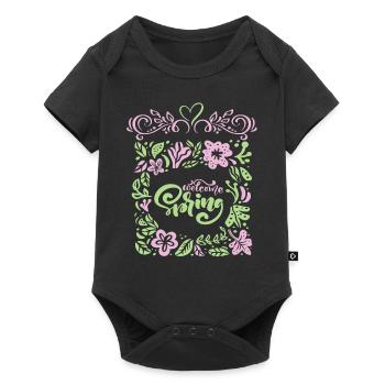 Spring, Saying Welcome-Spring, Typography - Baby Premium short-sleeve bodysuit - black - Front