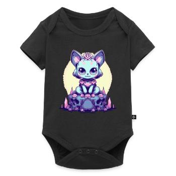Kawaii Pastel Goth Süße Gruselige Hexenkatze - Baby Premium Kurzarmbody - Schwarz - Vorne