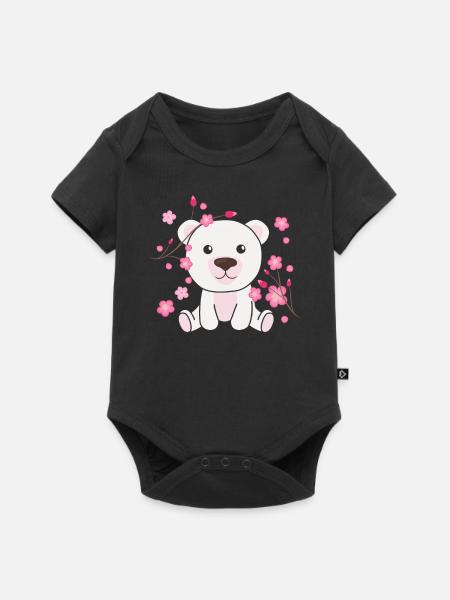 Niedźwiedź polarny Słodkie zwierzęta dla dzieci Kawaii - Body niemowlęce premium z krótkim rękawem - czarny