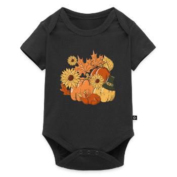 Action de grâce, Citrouille, Tournesol, Automne, Automne - Body à manches courtes Premium Bébé - noir - Devant