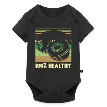 Kiwi 100% Healthy - Baby Premium Kurzarmbody - Schwarz - Vorne
