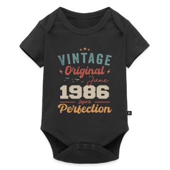 Juin 1986 Vieilli à la perfection Juin 1986 Millésime - Body à manches courtes Premium Bébé - noir - Devant