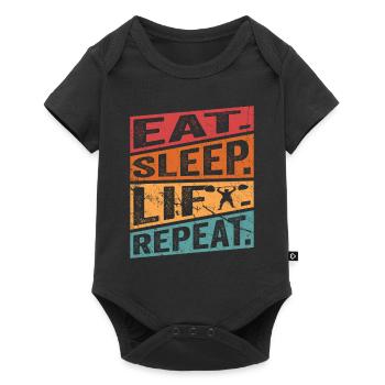 Eat. Sleep. Lift. Repeat. Workout Training Weight - Baby Premium short-sleeve bodysuit - black - Front