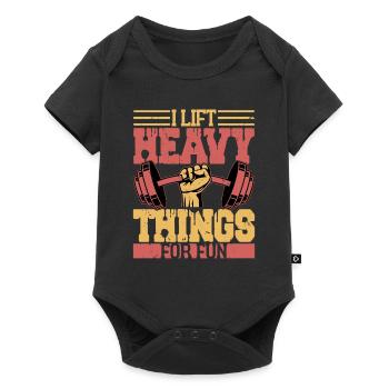 I Lift Heavy Things For Fun Workout Training Weigh - Baby Premium short-sleeve bodysuit - black - Front