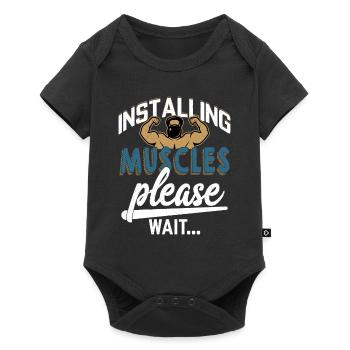 Installing Muscles Please Wait... Weight Lifting T - Baby Premium Kurzarmbody - Schwarz - Vorne