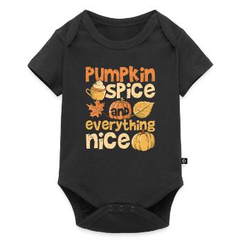 Kürbisgewürz und alles Schöne Niedliche Herbst - Baby Premium Kurzarmbody - Schwarz - Vorne