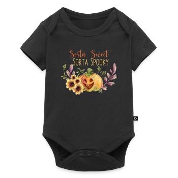 Kind of cute Kind of creepy Flower Pumpkin - Baby Premium short-sleeve bodysuit - black - Front