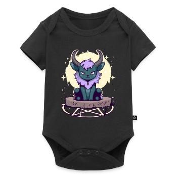 Kawaii Pastel Goth Süße Gruselige Gehörnte Katze - Baby Premium Kurzarmbody - Schwarz - Vorne