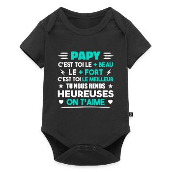 Cadeau pour Papy Fête des Pères Grand-père Cadeau - Body à manches courtes Premium Bébé - noir - Devant