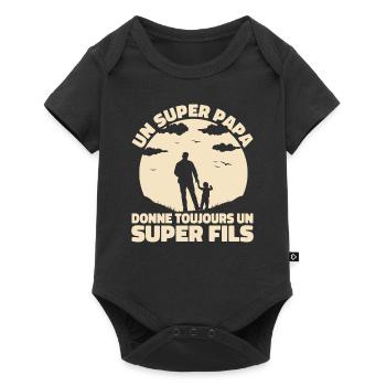 Super Papa Super Fils Cadeau Pere Fête des Pères - Body à manches courtes Premium Bébé - noir - Devant