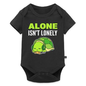 Turtle introvert music lover - Baby Premium short-sleeve bodysuit - black - Front