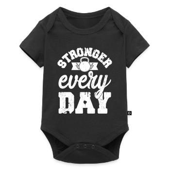 Stronger Every Day Weight Lifting Workout - Baby Premium Kurzarmbody - Schwarz - Vorne