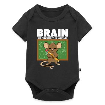 Le cerveau conquiert le monde - Body à manches courtes Premium Bébé - noir - Devant