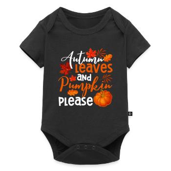 Herbstblätter und Kürbisse Bitte Blatt Hallo - Baby Premium Kurzarmbody - Schwarz - Vorne