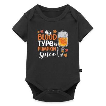 Meine Blutgruppe ist Kürbisgewürz Thanksgiving - Baby Premium Kurzarmbody - Schwarz - Vorne