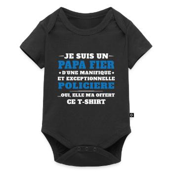 Je suis un Papa Fier d'une magnifique Policière - Body à manches courtes Premium Bébé - noir - Devant