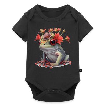 Cute Red Eyed Tree Frog Flower Crown Amphibian Lov - Baby Premium Kurzarmbody - Schwarz - Vorne