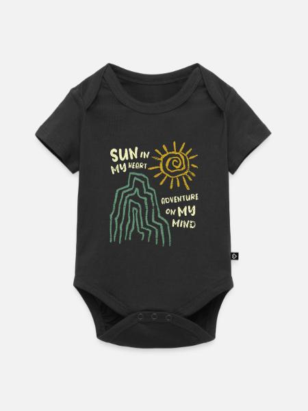 Sonne im Herzen - Abenteuer im Sinn, Vintage Reise - Baby Premium Kurzarmbody - Schwarz