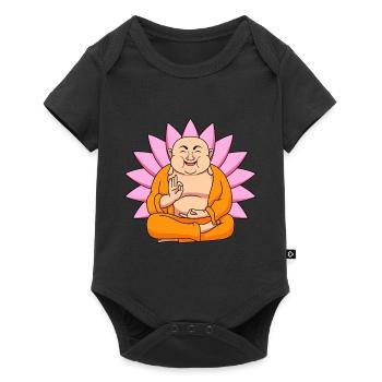 Thailand Buddha Namaste Lotus Flower Meditation Yoga - Baby Premium short-sleeve bodysuit - black - Front