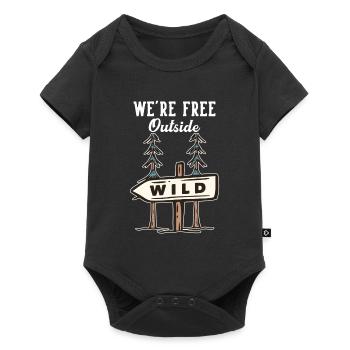 We're Free Outside Hiking Trekking Bergwandern - Baby Premium Kurzarmbody - Schwarz - Vorne
