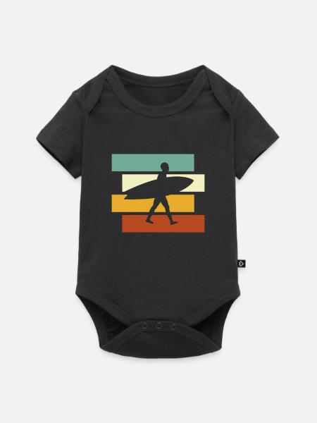 Surfen Retro - Baby Premium Kurzarmbody - Schwarz